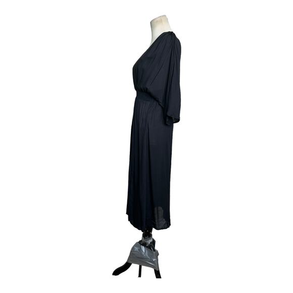 Pampelone black short sleeves v neck midi dress size small - Picture 7 of 11